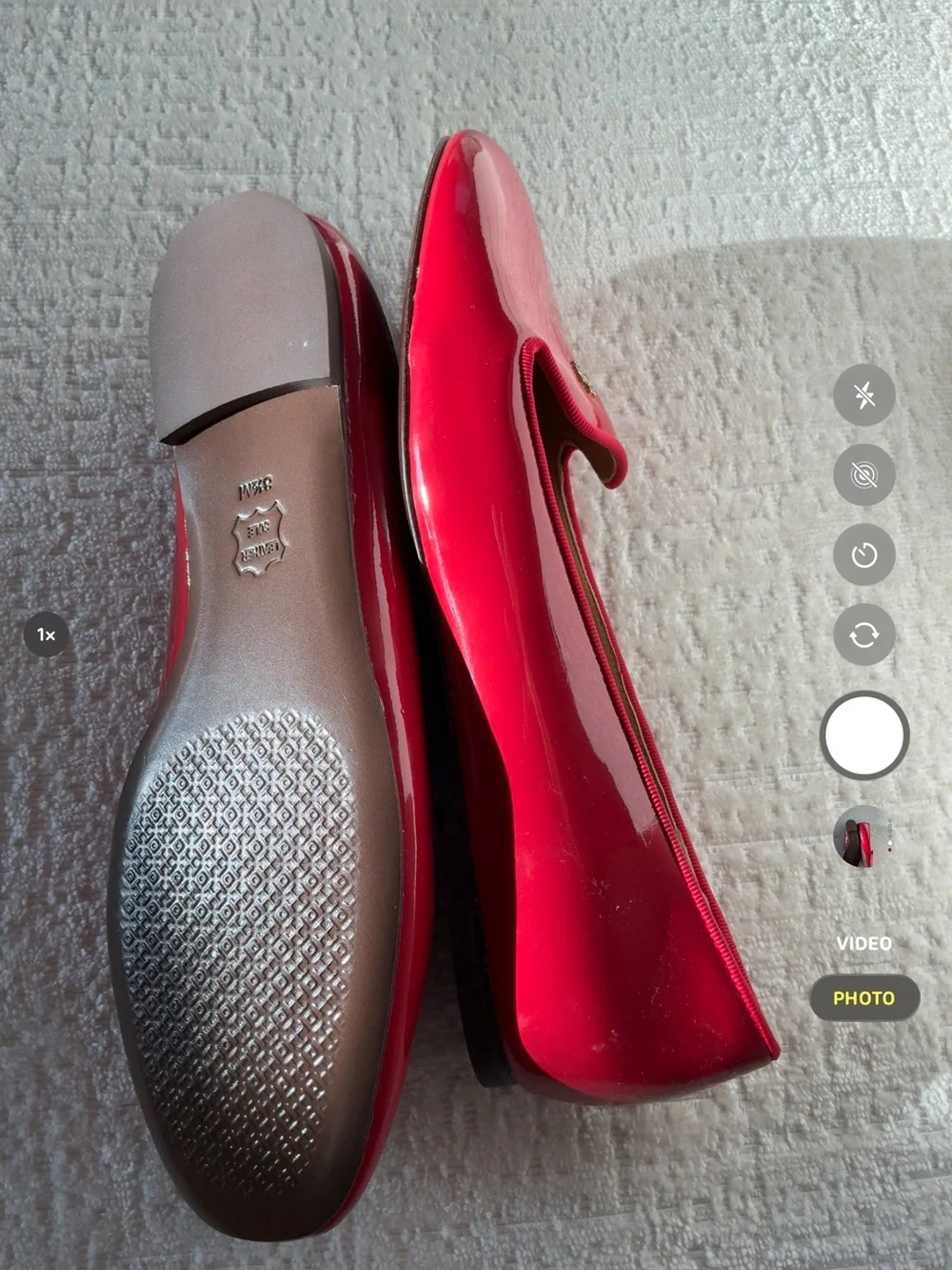 Tory Burch Red Patent Leather Loafers with Gold Logo Samantha smoking slipper